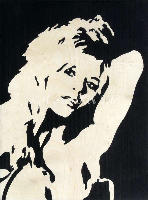 wood inlay art -Brigitte Bardot