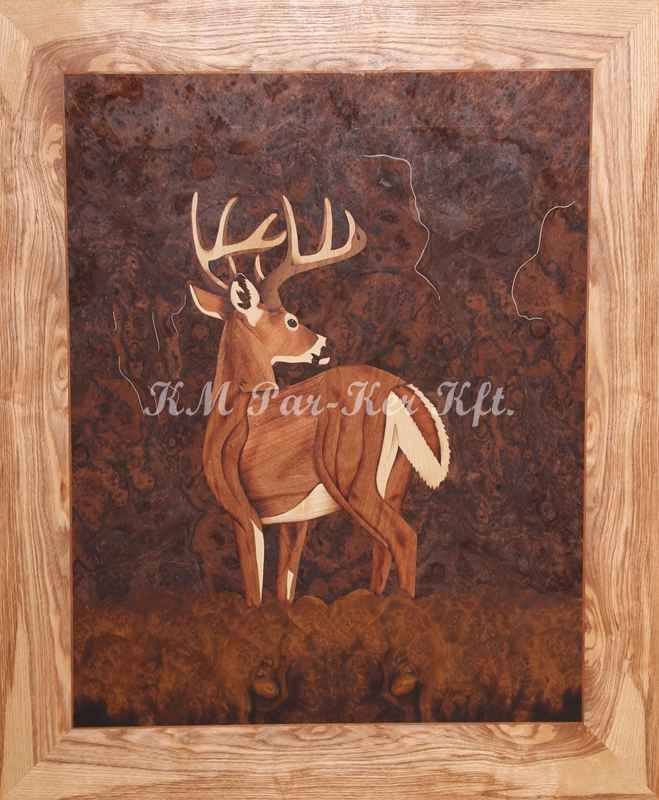wood inlay art -Miracle making deer