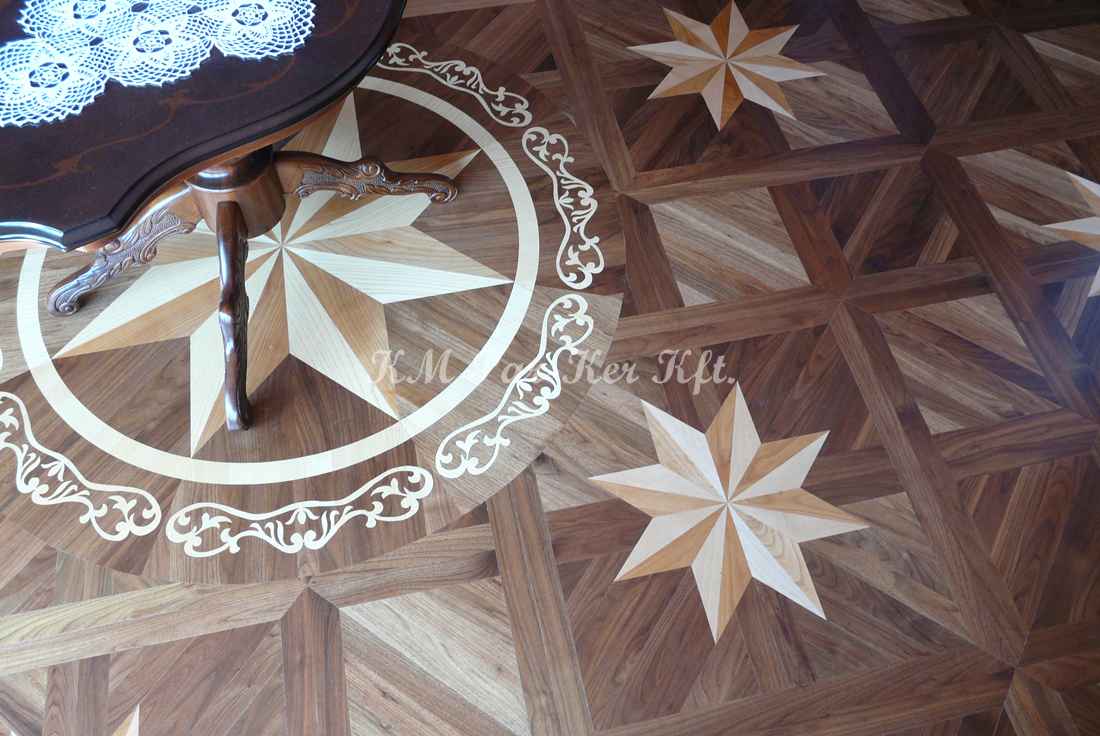 wood inlay floor medallion 06, Star