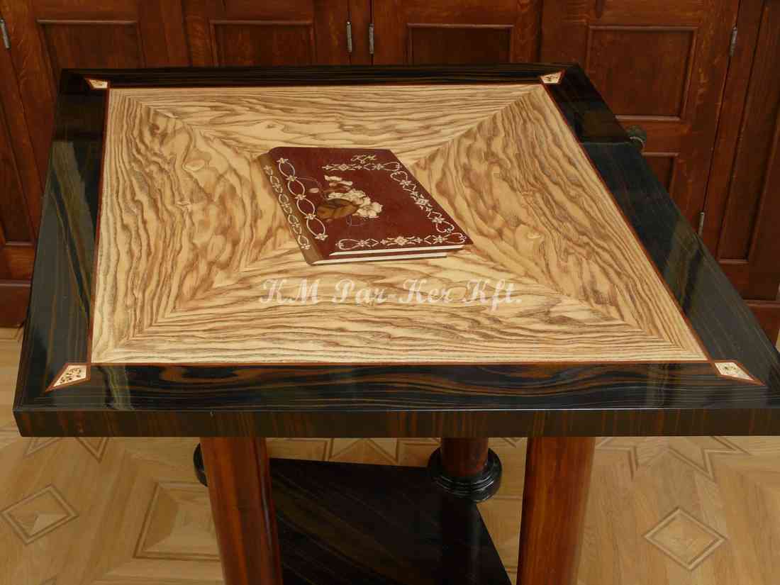 wood inlay table, Book