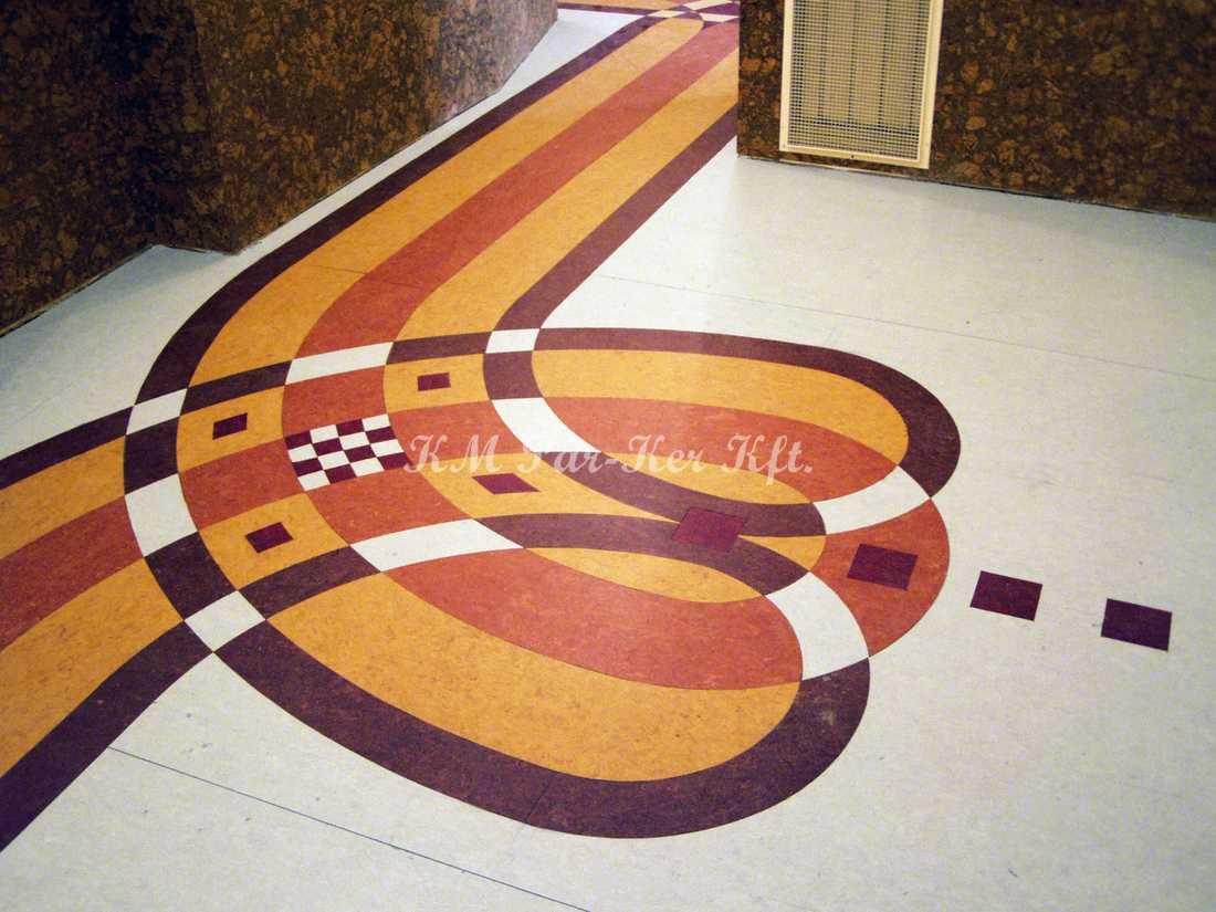 linóleum padló, intarzia mintás, Wesselényi Közalapítvány